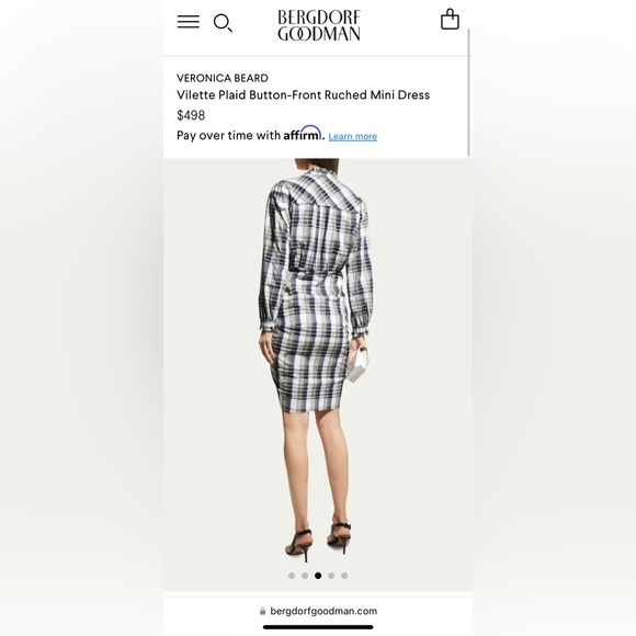 New Veronica Beard Vilette Plaid Button-Front Ruched Mini Dress size 4 - Picture 3 of 11